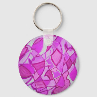 Hot Pink Abstract Art by Kara Willis Key Ring