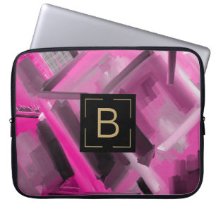 Hot Pink Abstract Art Contemporary Shapes Laptop Sleeve