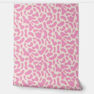 Hot Pink Abstract Cow Print Pattern Wallpaper