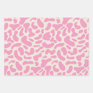 Hot Pink Abstract Cow Print Pattern  Wrapping Paper Sheet