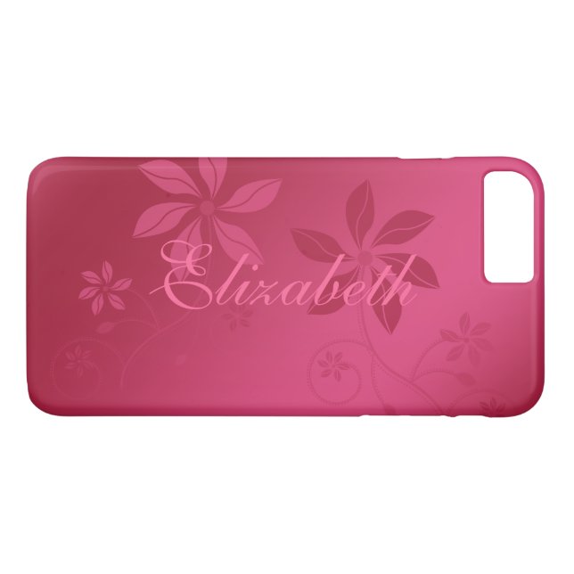 Hot Pink Abstract Floral Custom Name Case-Mate iPhone Case (Back (Horizontal))