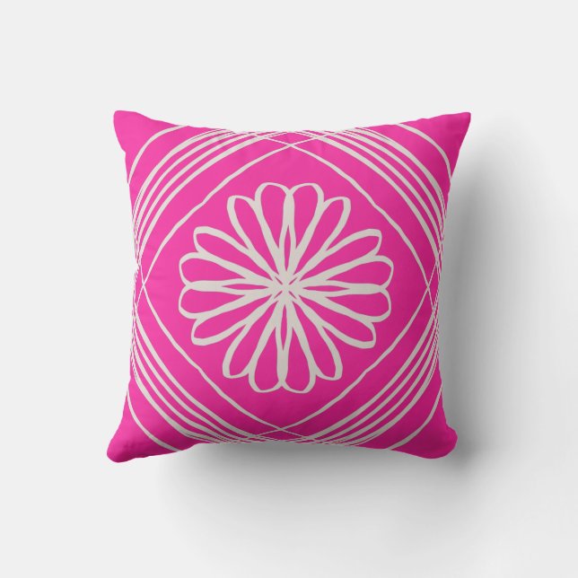 Hot Pink Abstract Flower Cushion (Back)