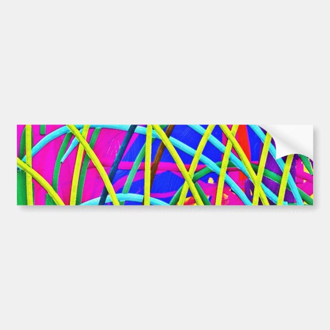 Hot Pink Abstract Girly Doodle Design Novelty Gift Bumper Sticker (Front)
