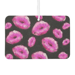 Hot Pink Abstract Lips Car Air Freshener