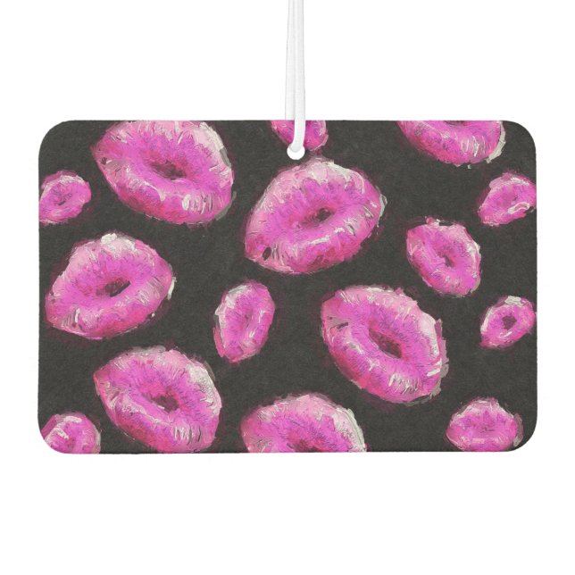 Hot Pink Abstract Lips Car Air Freshener (Front)