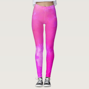 Hot Pink Abstract Style Leggings