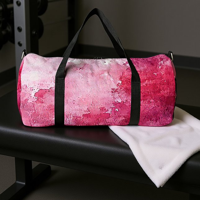 Hot Pink Abstract Watercolor  Duffle Bag (Creator Uploaded)