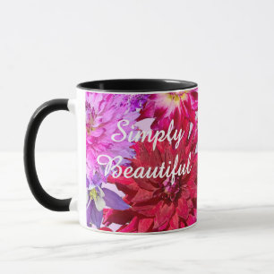 Hot Pink Abstract Watercolor Floral Dahlia Custom  Mug