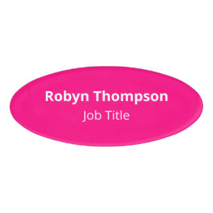 Hot Pink Acrylic Oval Name Tag Magnetic Modern