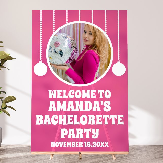 Hot Pink Acrylic Photo Bachelorette Welcome Sign (Creator Uploaded)