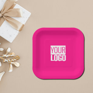  Hot Pink - add bold logo  Paper Plate