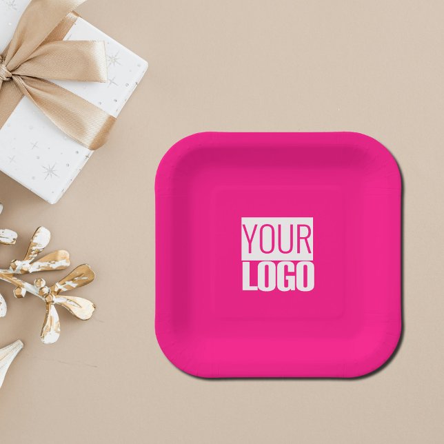  Hot Pink - add bold logo  Paper Plate (Creator Uploaded)