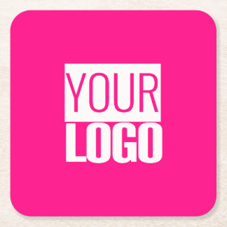  Hot Pink - add bold logo  Square Paper Coaster