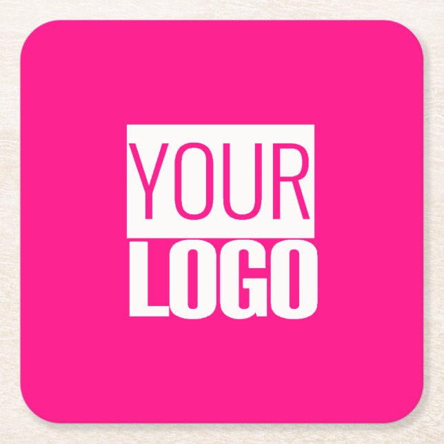  Hot Pink - add bold logo  Square Paper Coaster (Front)