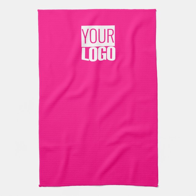  Hot Pink - add logo  Tea Towel (Vertical)