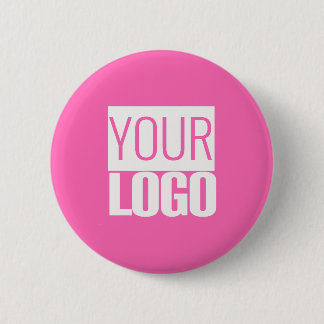  hot pink - add your  logo  6 cm round badge