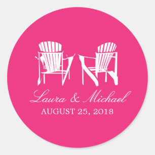 Hot Pink Adirondack Chairs   Wedding Classic Round Sticker
