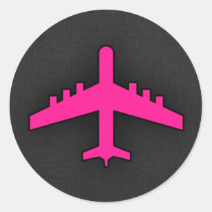 Hot Pink Aeroplane Classic Round Sticker