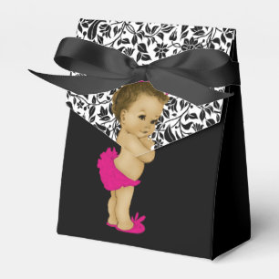 Hot Pink African American Baby Girl Favour Box
