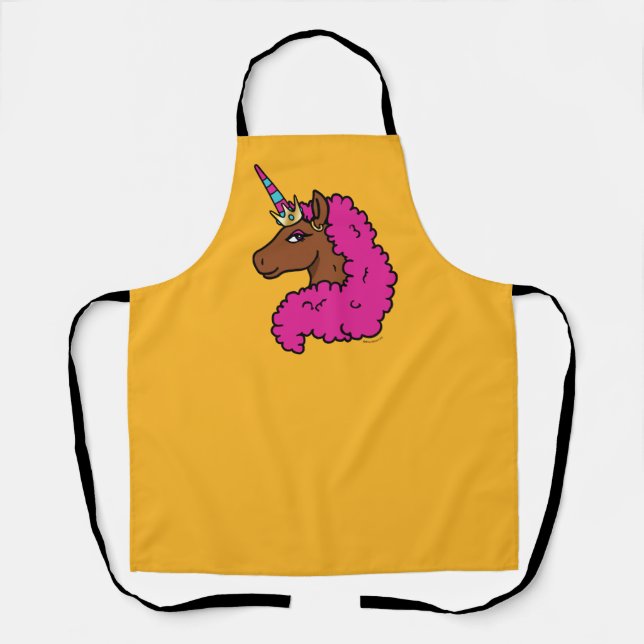 Hot Pink Afro Unicorn Apron (Front)