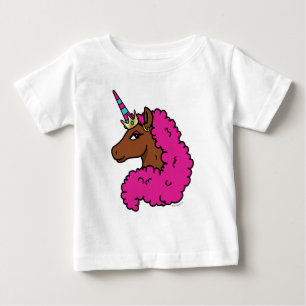Hot Pink Afro Unicorn Baby T-Shirt
