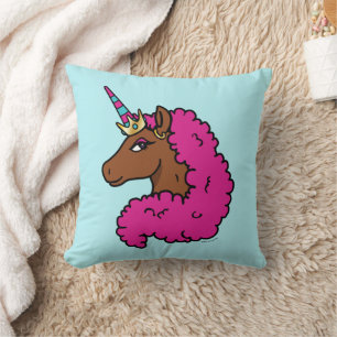 Hot Pink Afro Unicorn Cushion