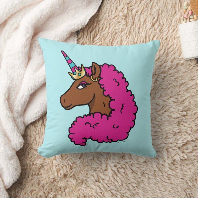 Hot Pink Afro Unicorn Cushion (Blanket)