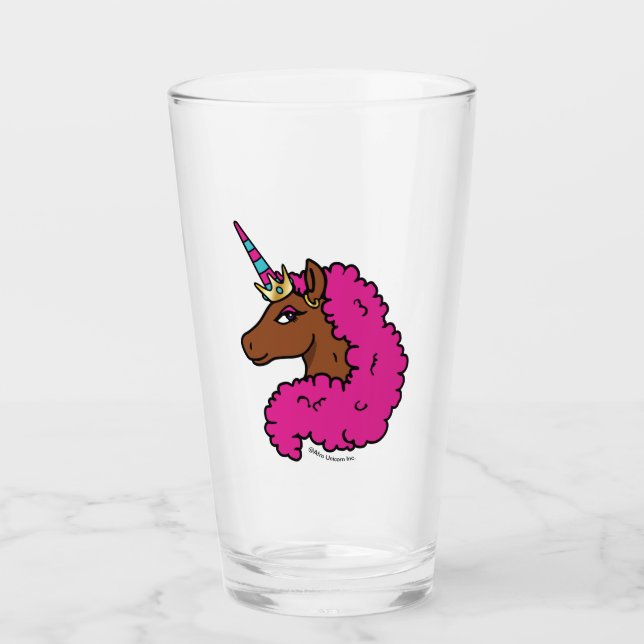 Hot Pink Afro Unicorn Glass (Front)