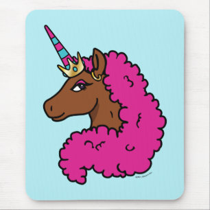 Hot Pink Afro Unicorn Mouse Mat