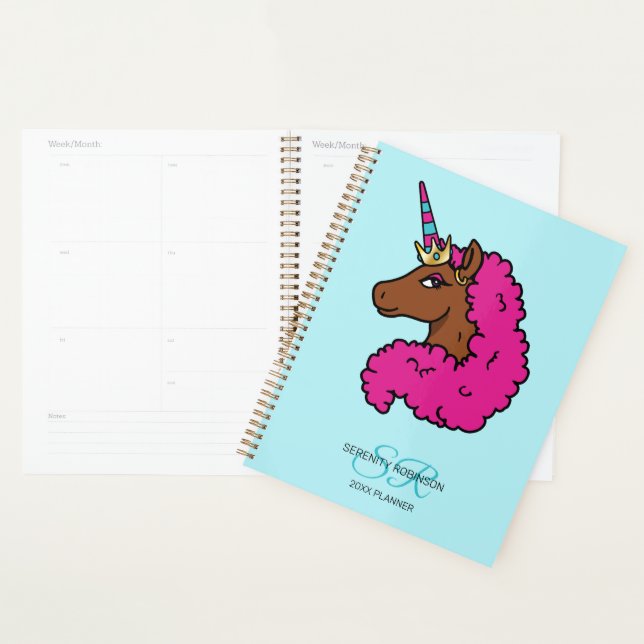 Hot Pink Afro Unicorn Planner (Display)
