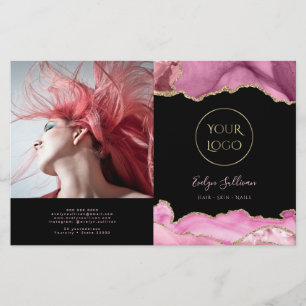 hot pink agate bifold brochure