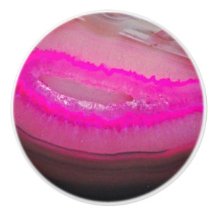 Hot Pink Agate Faux Gemstone Ceramic Knob