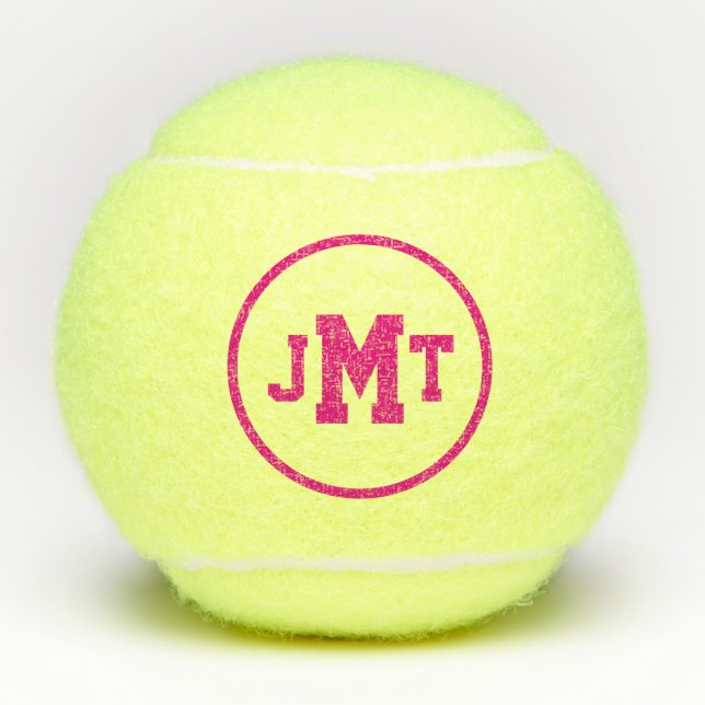 Hot Pink All-American Monogram Tennis Balls (Front)