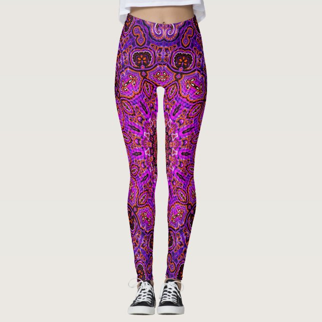Hot Pink All-Over-Print Leggings (Front)