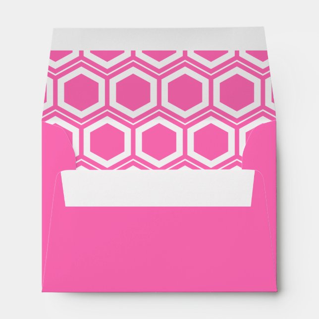 Hot Pink an White Honeycomb Pattern Envelope (Back (Bottom))