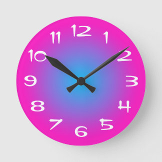 Hot Pink and Aqua Blue Radial Gradient Round Clock