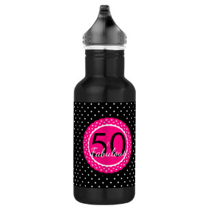 Hot Pink and Black 50 & Fabulous Birthday Gift 532 Ml Water Bottle