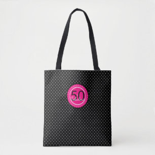 Hot Pink and Black 50 & Fabulous Birthday Gift Tote Bag
