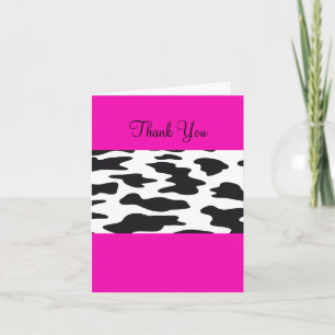 Hot Pink and Black and White Cow Thank You