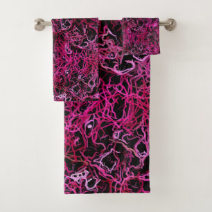 Hot Pink and Black Bath Towel Set