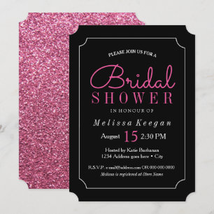 Hot Pink and Black Bridal Shower Invitations