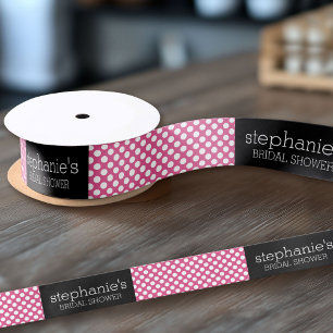 Hot Pink and Black Bridal Shower Preppy Pattern Satin Ribbon