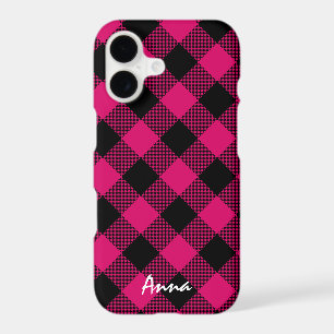 Hot Pink and Black Buffalo Plaid Personalised