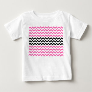 Hot Pink And Black Chevron by Shirley Taylor Baby T-Shirt