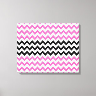 Hot Pink and Black Chevron by Shirley Taylor Canvas Print