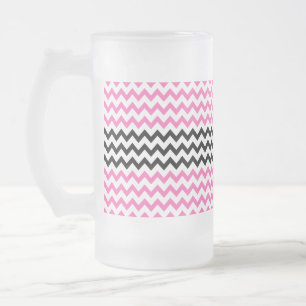 Hot Pink And Black Chevron by Shirley Taylor Frosted Glass Beer Mug