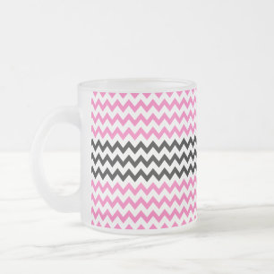 Hot Pink and Black Chevron by Shirley Taylor Frosted Glass Coffee Mug