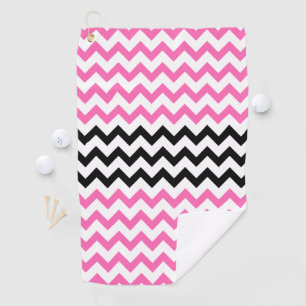 Hot Pink and Black Chevron by Shirley Taylor Golf Towel
