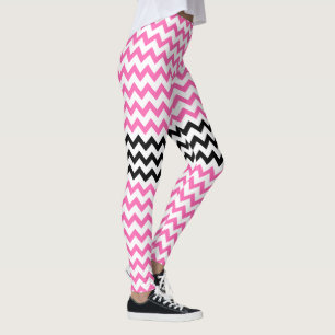 Hot Pink and Black Chevron by Shirley Taylor Leggings