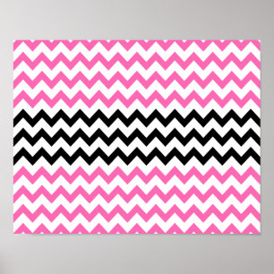 Hot Pink and Black Chevron by Shirley Taylor Poster